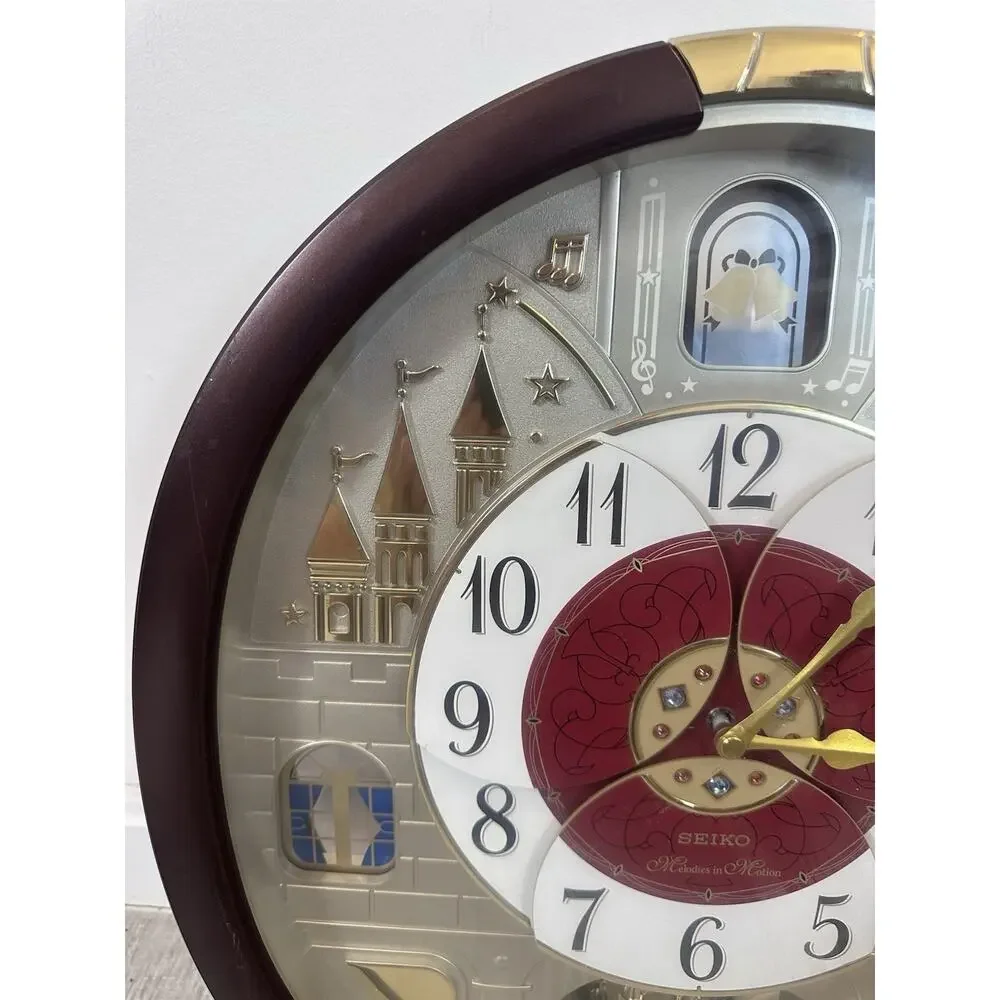 Seiko Melodies in Motion Wall Clock QXM565BRH Swarovski Crystals 24 Melodies